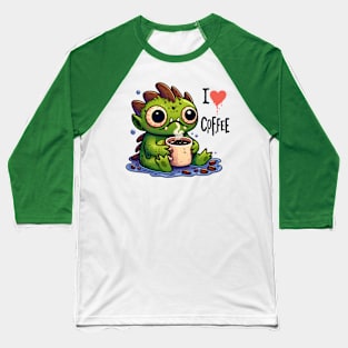 Cute swamp monster coffee lover Baseball T-Shirt